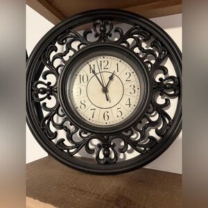 Black and Cream Scrollwork Wall Clock